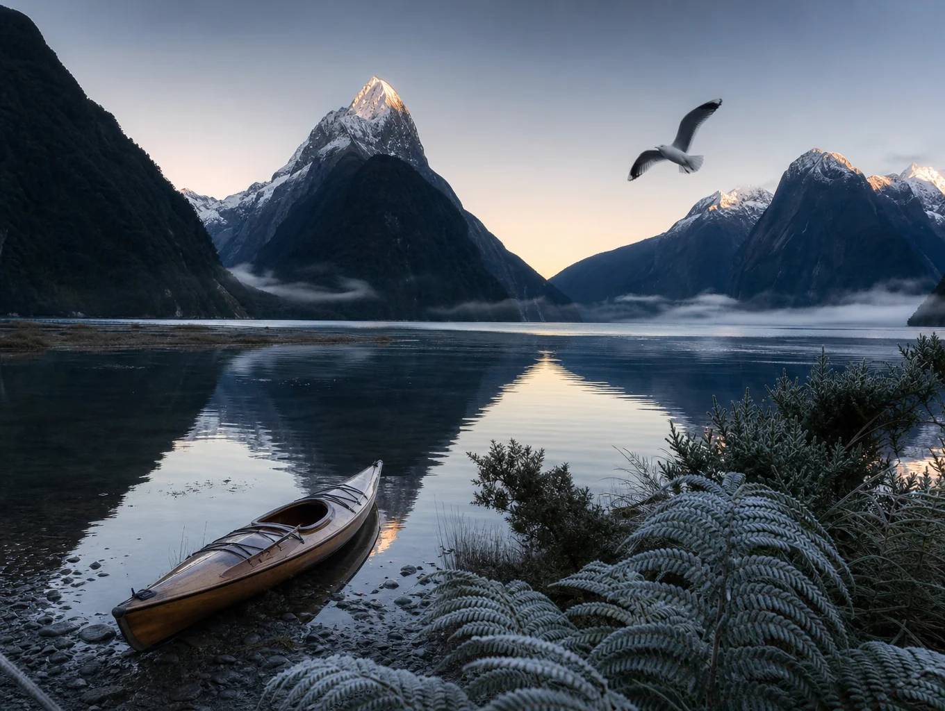 Raw landscape of New Zealand fjord